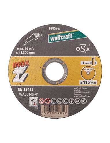 Discos de corte inox ø115 x 1.0 x 22.2mm en caja 8462000 wolfcraft