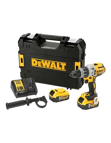 S.of. taladro percutor sin escobillas xr 18v xrp 13mm 95nm con 2 baterías li-ion 5ah y maletín tstak dcd996p2-qw dewalt