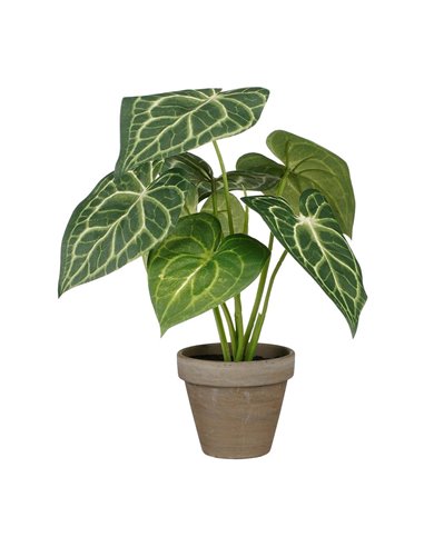 Planta artificial caladium "oreja de elefante" verde con maceta ø21x28cm