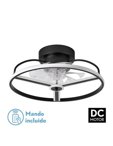 Ventilador 60w Dc Bora Negro 8 Aspas Transp. 21x50x50cm 6 Vel. 3 Colores C/remoto, Memoria, Temporizador Y Reg.Intensidad 5100lm