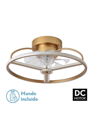 Ventilador 60w Dc Bora Dorado 8 Aspas Transp.21x50x50cm 6 Vel. 3 Colores C/remoto, Memoria, Temporizador Y Reg.Intensidad 5100lm