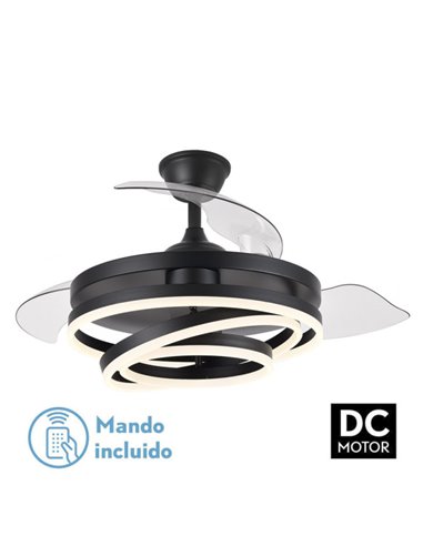 Ventilador 72w Dc Kai Negro 3 Aspas Transp. 6Vel. 3 Colores 43/58x50/107 C/remoto,memoria Y temp. 6120lm