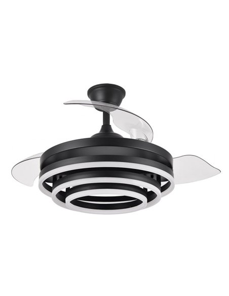 Ventilador 72w Dc Kai Negro 3 Aspas Transp. 6Vel. 3 Colores 43/58x50/107 C/remoto,memoria Y temp. 6120lm