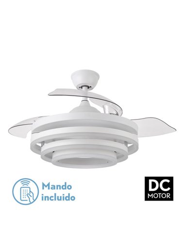 Ventilador 72w Dc Kai Blanco 3 Aspas Transp. 6 Vel. 3 Colores 43/58x50/107 C/remoto,memoria Y temp. 6120lm