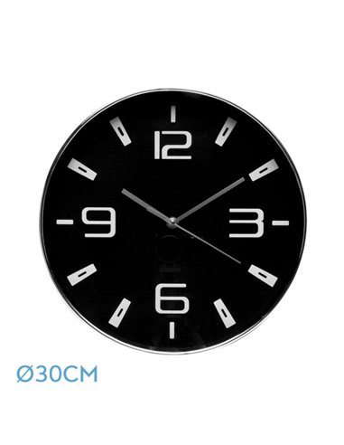 Reloj De Pared Aroa Plata/negro 30d  Movimiento Continuo