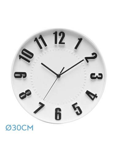 Reloj De Pared Hora Blanco 30d Movimiento Continuo