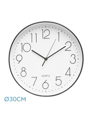 Reloj De Pared Tiempo Negro 30d Mov.continuo