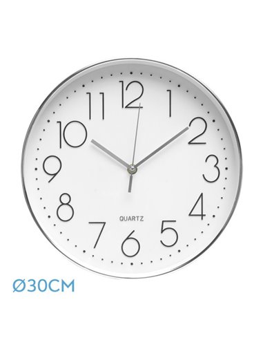 Reloj De Pared Tiempo Plata 30d Mov.continuo