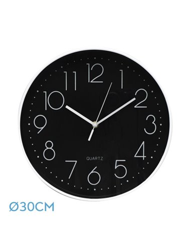 Reloj De Pared Tiempo Blanco-negro 30d Movimiento Continuo