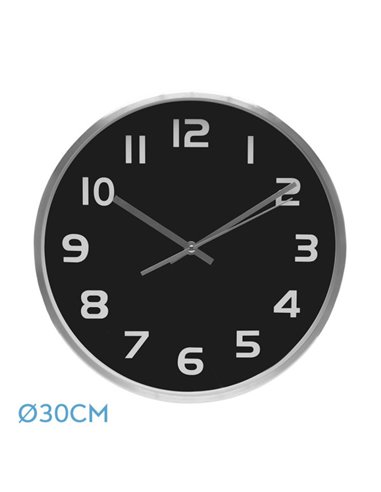 Reloj De Pared Team Aluminio-negro 30d  Movimiento Continuo