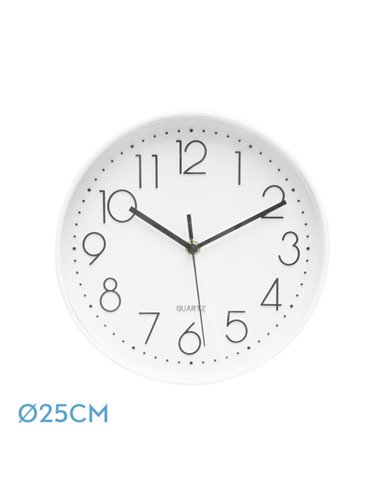 Reloj De Pared Minuto Blanco 25d Mov.continuo