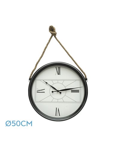 Reloj De Pared Zaman Negro 50d C/cuerda  Agujas Espada