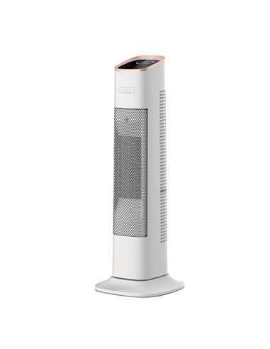Termoventilador Ceramico Vertical 2000w Bl/oro C.remoto 2potenc.3func.Termost.reg. Oscilante Antivuelco Temporiz. 62x23,5x23,5cm