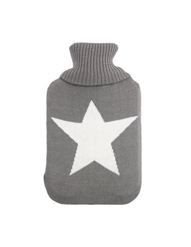 Bolsa Agua Caliente Mimo 1,7l Forro Bla/gris Estrella 20x32x4cm Flexible Agradable Al Tacto