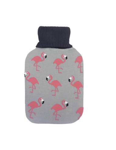 Bolsa Agua Caliente Mimo 1,7l Forro Gris Flamencos 20x32x4cm Flexible Agradable Al Tacto