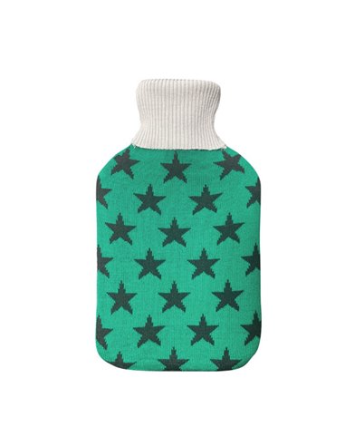 Bolsa Agua Caliente Mimo 1,7l Forro Verde Estrellas 20x32x4 Cm Flexible Y Agradable Al Tacto