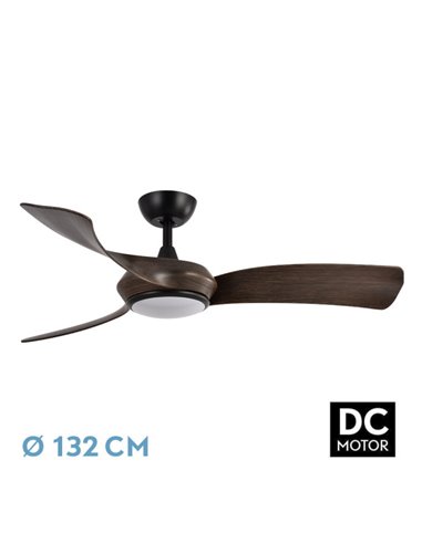 Ventilador Dc Cerdeña 30w 2950lm Negro/roble 3aspas 3000k,4500k,6000k Regulable Intensidad+ Remoto+ Temporizador+ Memoria