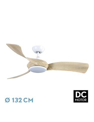 Ventilador Dc Cerdeña 30w 2950lm Blanco/haya 3aspas 3000k,4500k,6000k Regulable Intensidad+ Remoto+ Temporizador+ Memoria