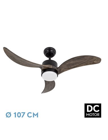 Ventilador Dc Bembezar 24w Negro 3aspas Roble 107d 2424 Lm 3000-4000-6500k Remoto+regulador Intensidad+temporizador+memoria