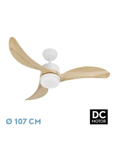 Ventilador Dc Bembezar 24w Blanco 3aspas Haya 107d 2424 Lm3000-4000-6500k Remoto+regulador Intensidad+temporizador+memoria