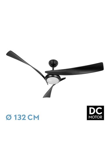 Ventilador Dc Tarento 24w Negro 3aspas 6vel 132d 2424 Lm 3000k, 4000k, 6500k Remoto+ Regulable Intensidad+ Temporizador+ Memoria