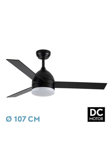 Ventilador Dc Legio 26w Negro 3aspas negro/roble 107d 2950lm 3000-4000-6000k Remoto+memoria+temporizador