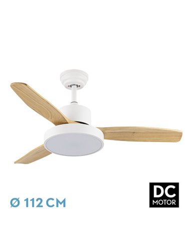 Ventilador Dc Kavala 48w Blanco 3aspas Haya 112d 6velocidades 4078lm 3000-4000-6000k Remoto+memoria+temporizador