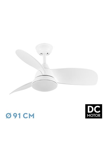 Ventilador Dc Atomo 24w Blanco 3aspas 91d 2640lm 6vel 3000k,4000k,6000k Remoto+memoria+temporizador