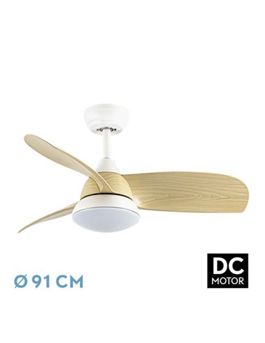 Ventilador Dc Atomo 24w Blanco 3aspas haya 91d 2640l 6vel 3000k,4000k,6000k Remoto+memoria+temporizador