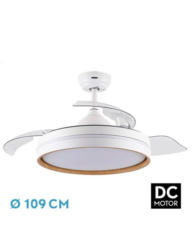 Ventilador Dc Nalon 72w Blanco/haya 3aspas 109d 7200lm 6vel 3000k,4500k,6000k Remoto+memoria+temporizador