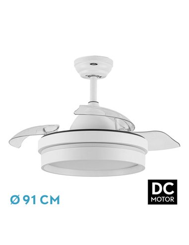 Ventilador Dc Nalon 48w Blanco 3aspas 91d 6vel 4800l 3000k,4500k,6000k Remoto+memoria+temporizador