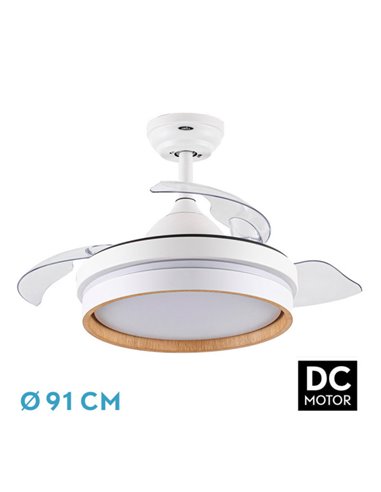 Ventilador Dc Nalon 48w Blanco/haya 3aspas 91d 4800lm 6vel 3000-4500-6000k Remoto+memoria+temporizador