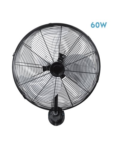 Ventilador Pared Arrecife 60w Negro/plata 40d  3 Velocidades Orientable Y Oscilante