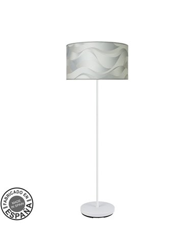 Pie Salon Moda 1xe27 Blanco/ola Gris 163x40x40cm