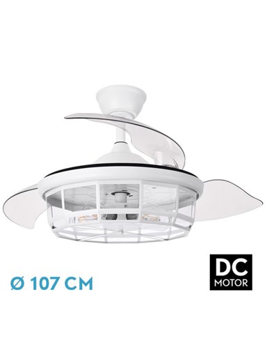 Ventilador Dc Tornado Blanco 5xe27 107d 3aspas Desplegables 6velocidades C/remoto Y Temporizador