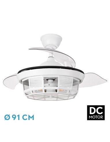 Ventilador Dc Tornado Blanco 3xe27 91d 3aspas Desplegables 6velocidades C/remoto Y Temporizador