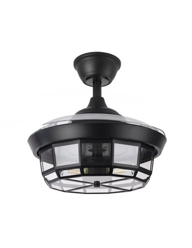Ventilador Dc Tornado Negro 3xe27 91d 3aspas Desplegables 6velocidades C/remoto Y Temporizador