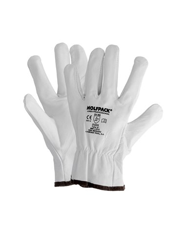 Guantes De Trabajo De Piel Flor De Vacuno, Proteccion Laboral, Riesgos Mecanicos, Guantes De Seguridad De Cuero. Talla 7" (Par)