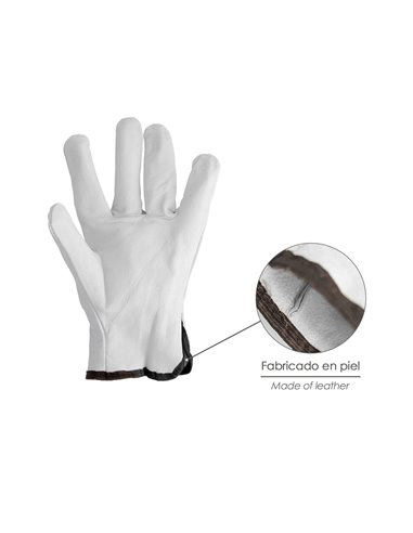 Guantes De Trabajo De Piel Flor De Vacuno, Proteccion Laboral, Riesgos Mecanicos, Guantes De Seguridad De Cuero. Talla 8" (Par)