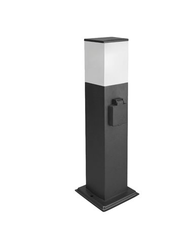 Poste Baliza Jardin Ip44 Con Enchufe Negro