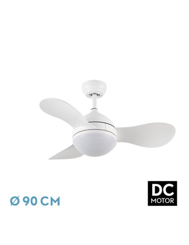 Ventilador Dc Solido 24w Blanco 3aspas 91d 2640lm 3000k,4000k,6500k Remoto+memoria+temporizador