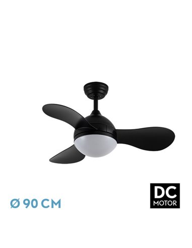 Ventilador Dc Solido 24w Negro 3aspas 91d 2640lm 3000-4000-6500k Remoto+memoria+temporizador