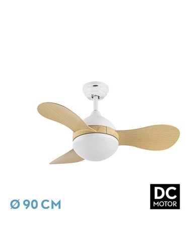 Ventilador Dc Solido 24w Blanco 3aspas Haya 91d 2640lm 3000-4000-6500k Remoto+memoria+temporizador