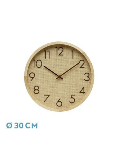 Reloj De Pared Grenoble Haya/rafia Natural 30x30x4cm Mov. Continuo