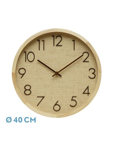 Reloj De Pared Grenoble Haya/rafia Natural 40x40x4,5cm Mov Continuo