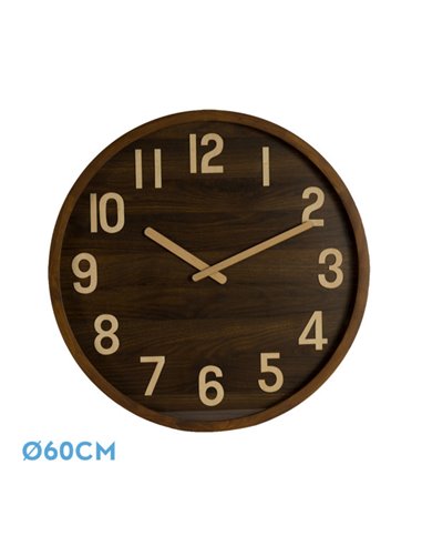 Reloj De Pared Borgoña Madera Oscura 60x60x5cm Movimiento Continuo