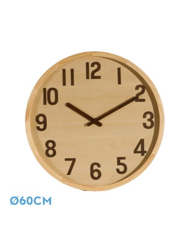 Reloj De Pared Borgoña Madera Clara 60x60x5cm Movimiento Continuo