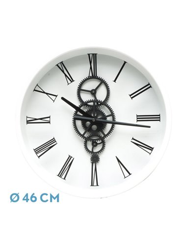 Reloj De Pared Duque Blanco/negro 46x46x7cm Engranajes Con Movimiento