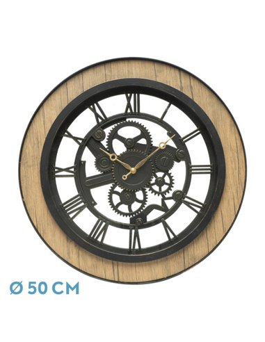 Reloj De Pared Rubite Negro/roble 50x50x5 Cm Movimiento Continuo