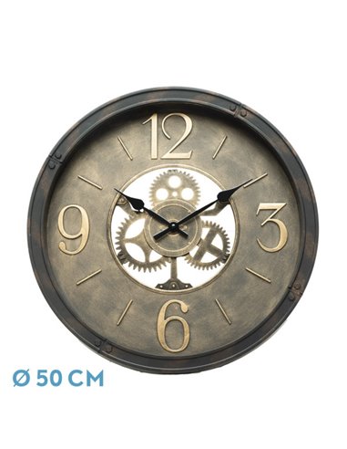 Reloj De Pared Torrox Cuero 50x50x5 Cm Movimiento Continuo